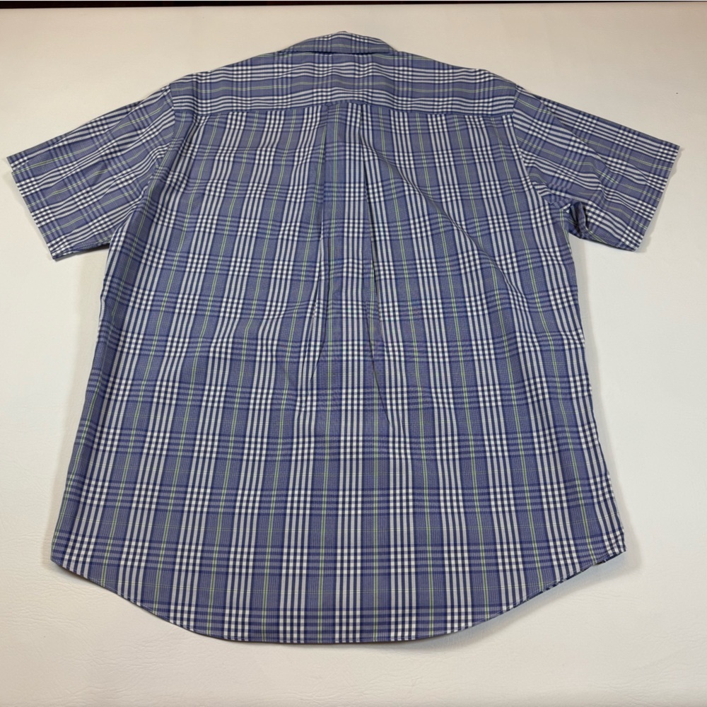 Orvis men’s large 100% cotton short sleeve button down shirt, blue white (bin Z) - Picture 2 of 5